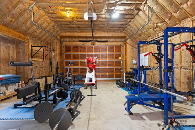 garage with a garage door opener