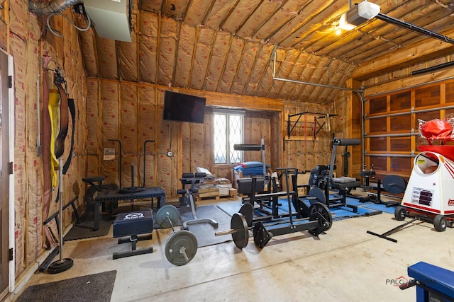 garage with a garage door opener