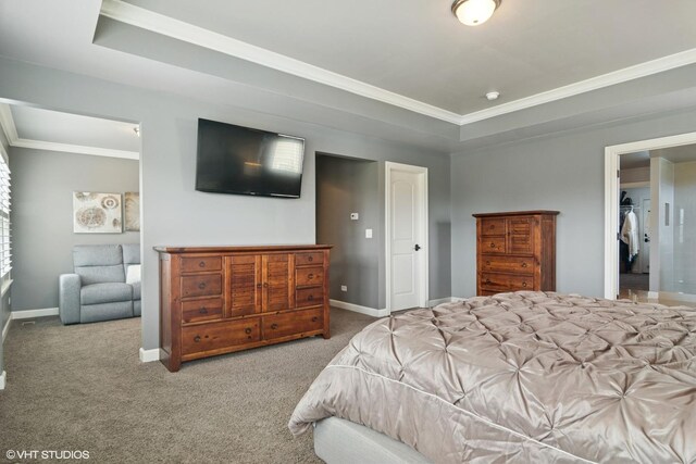 32 E Peter Ln, Hawthorn Woods, IL 60047 - bedroom with carpet flooring, ornamental molding, and a raised ceiling