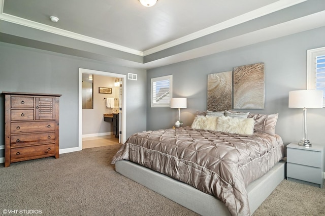 32 E Peter Ln, Hawthorn Woods, IL 60047 - carpeted bedroom with crown molding and ensuite bath