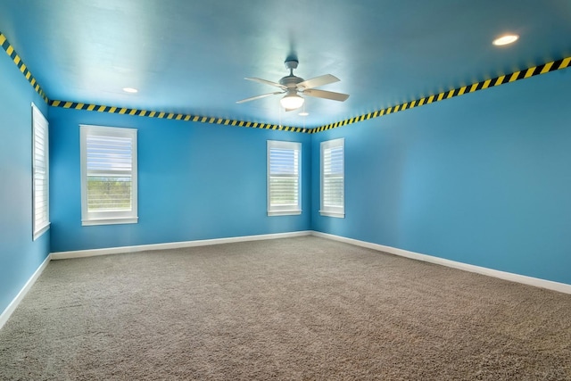 32 E Peter Ln, Hawthorn Woods, IL 60047 - empty room with a ceiling fan, carpet, and recessed lighting