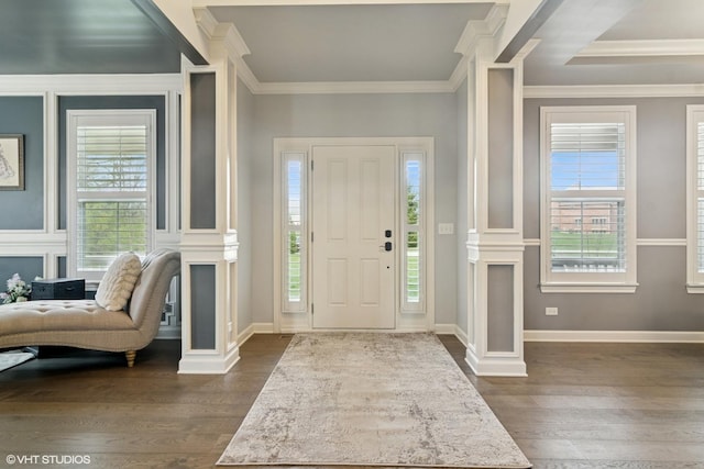 32 E Peter Ln, Hawthorn Woods, IL 60047 - foyer with dark wood-type flooring, ornamental molding, and healthy amount of natural light