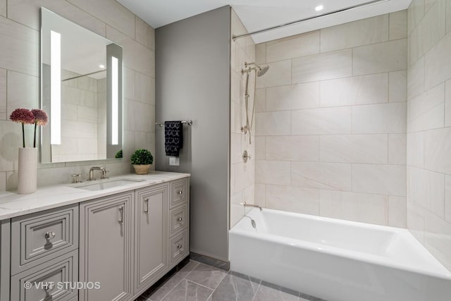 435 N Michigan Ave Unit 401, Chicago, IL 60611 - bathroom featuring shower / bathtub combination, vanity, and marble finish floor