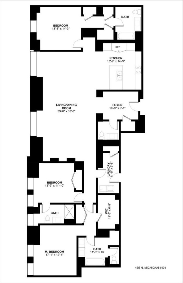 435 N Michigan Ave Unit 401, Chicago, IL 60611 - floor plan