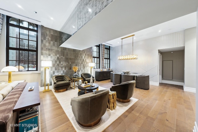 435 N Michigan Ave Unit 401, Chicago, IL 60611 - living area with baseboards, wood finished floors, and recessed lighting
