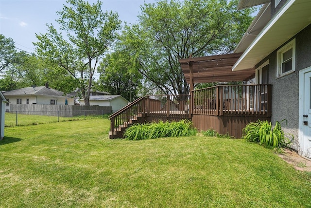 316 E Pierce St, Pontiac, IL 61764 - view of yard with a wooden deck and stairs
