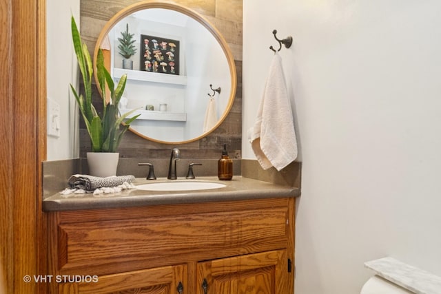 23114 W N Lakewood Ln, Lake Zurich, IL 60047 - half bathroom with decorative backsplash and vanity