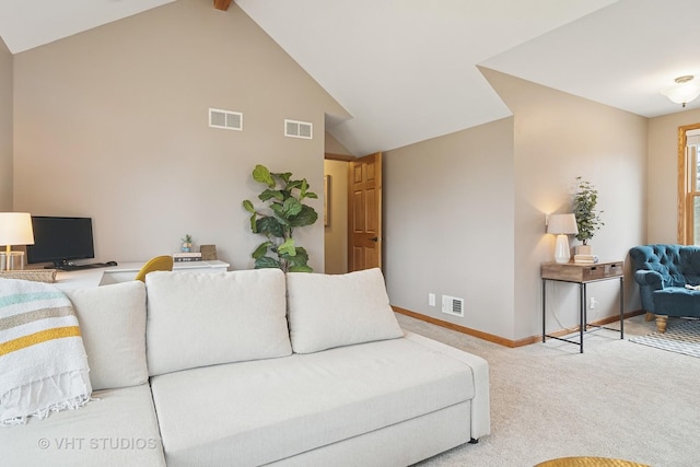 23114 W N Lakewood Ln, Lake Zurich, IL 60047 - living area featuring carpet, baseboards, and high vaulted ceiling