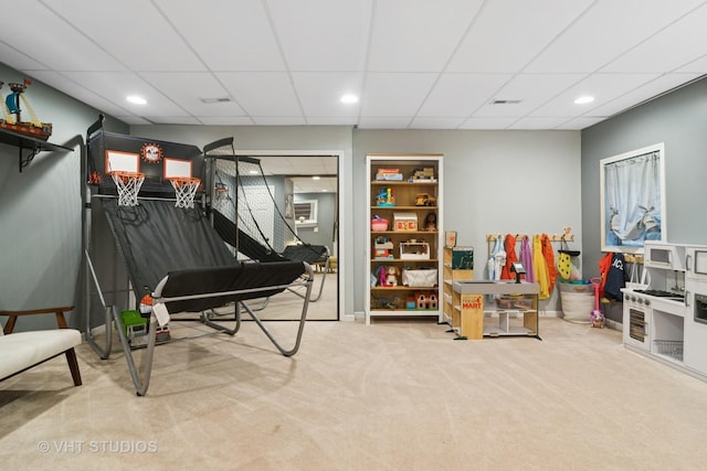 23114 W N Lakewood Ln, Lake Zurich, IL 60047 - miscellaneous room featuring carpet, a paneled ceiling, and recessed lighting