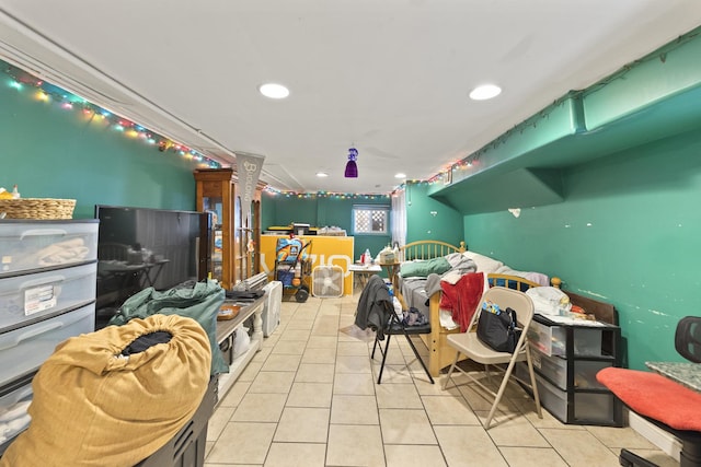interior space with recessed lighting and tile patterned floors