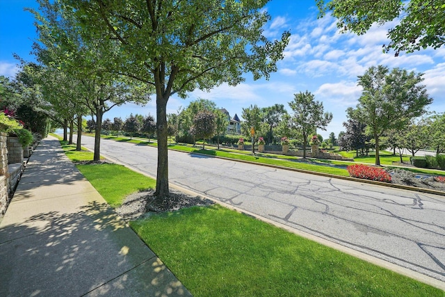 view of road featuring curbs and sidewalks