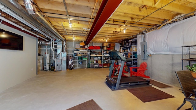unfinished below grade area featuring electric panel