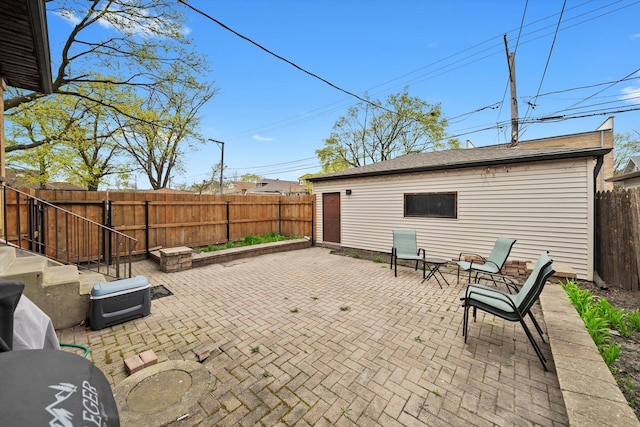 view of patio featuring a fenced backyard
