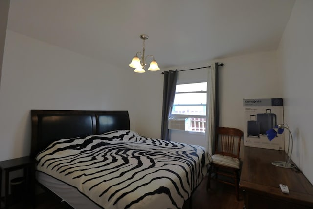 2016 Horeb Ave, Zion, IL 60099 - bedroom with an inviting chandelier and wood finished floors