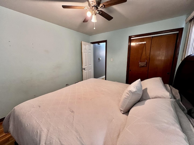7971 S Kostner Ave, Chicago, IL 60652 - bedroom with ceiling fan, wood finished floors, and a closet