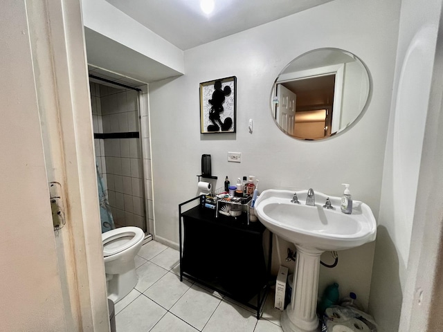 7971 S Kostner Ave, Chicago, IL 60652 - bathroom featuring a shower stall, toilet, tile patterned flooring, and a sink