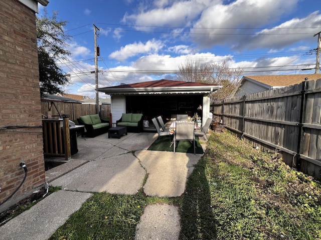 7971 S Kostner Ave, Chicago, IL 60652 - rear view of property featuring a patio area, a fenced backyard, and an outdoor living space