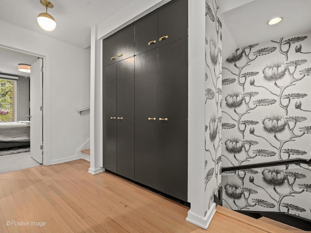 1343 N Sutton Pl, Chicago, IL 60610 - corridor featuring light wood-style floors, baseboards, and recessed lighting