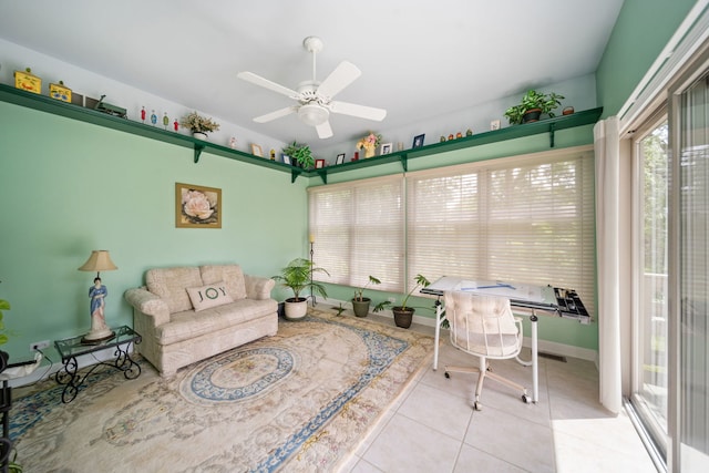 5632 Fairview Ave, Downers Grove, IL 60516 - home office with ceiling fan and tile patterned floors