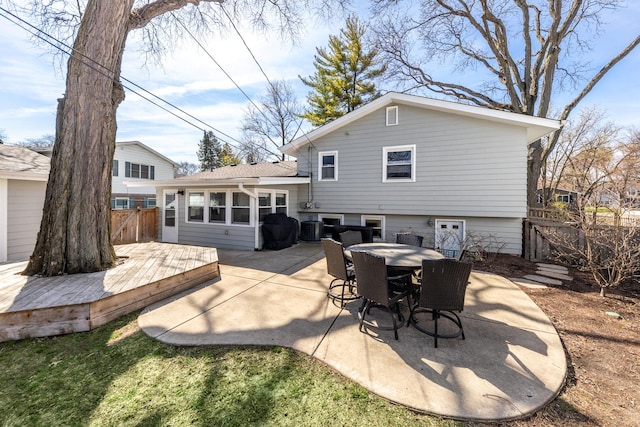 736 Willow Rd, Naperville, IL 60540 - rear view of property featuring a patio, fence, and a wooden deck