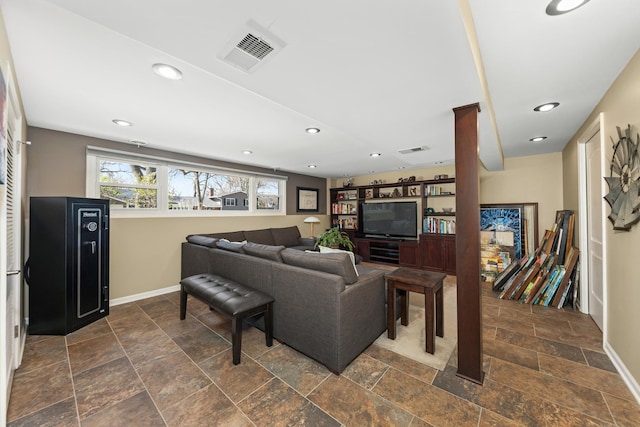 736 Willow Rd, Naperville, IL 60540 - living area featuring stone tile floors, baseboards, and visible vents