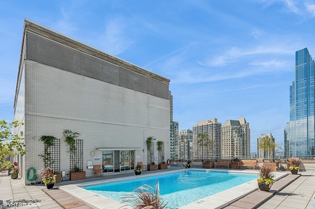 pool with a city view
