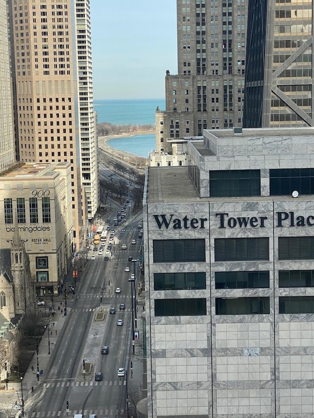 view of city with a water view