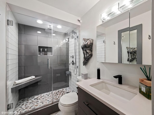 3660 N Lake Shore Dr Unit 3905, Chicago, IL 60613 - full bath featuring toilet, a shower stall, vanity, and recessed lighting
