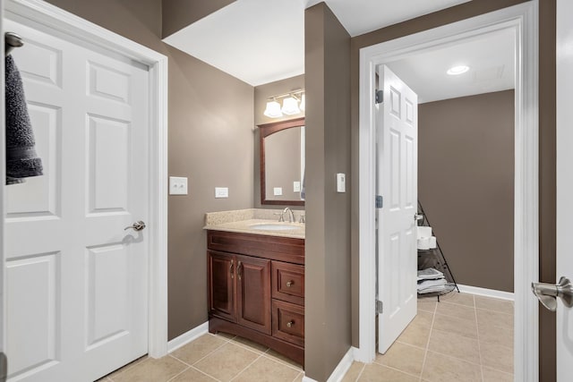 127 60th St, Downers Grove, IL 60516 - bathroom with tile patterned flooring, vanity, and baseboards