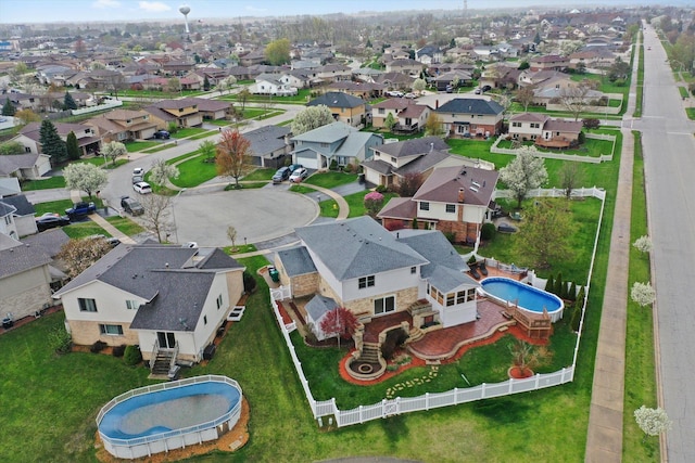 drone / aerial view with a residential view