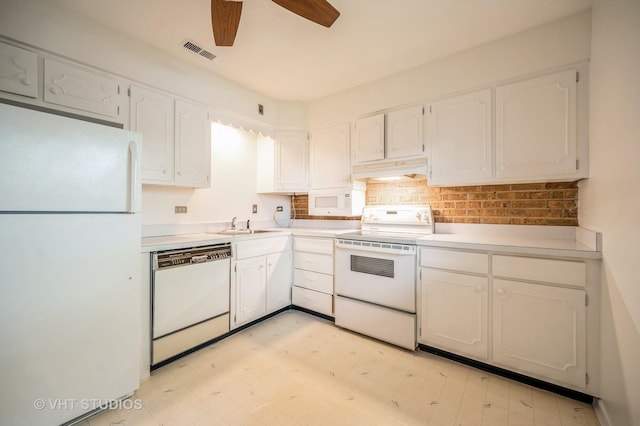 4726 Russet Ln Unit R107, Skokie, IL 60076 - kitchen featuring white appliances, under cabinet range hood, white cabinets, and light flooring