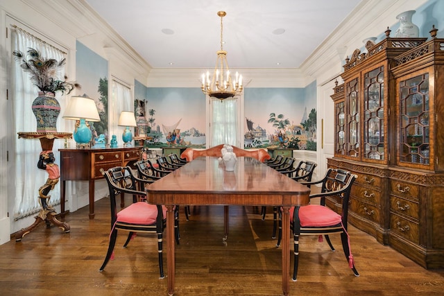 401 W Dickens Ave, Chicago, IL 60614 - dining area featuring wood finished floors, ornamental molding, and an inviting chandelier