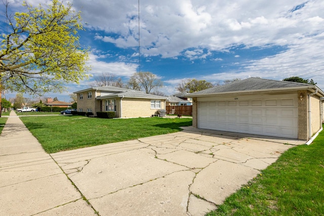 1291 Fargo Ave, Des Plaines, IL 60018 - view of side of property with brick siding, fence, a yard, and a garage