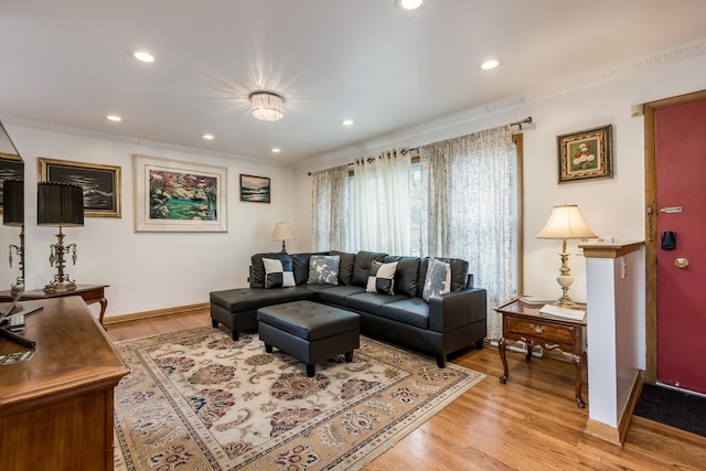 1291 Fargo Ave, Des Plaines, IL 60018 - living area with baseboards, recessed lighting, crown molding, and light wood-style flooring