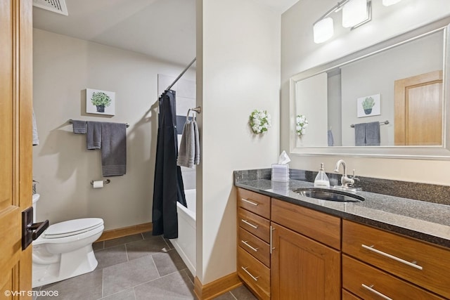 14 S Prospect St Unit 508, Roselle, IL 60172 - full bathroom with vanity, shower / bathtub combination with curtain, and tile patterned floors