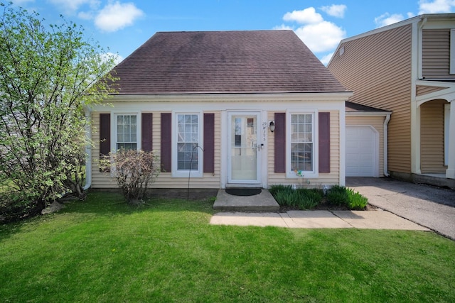 29W395 Greenbriar Ln, Warrenville, IL 60555 - view of front of house featuring an attached garage, driveway, a shingled roof, and a front yard
