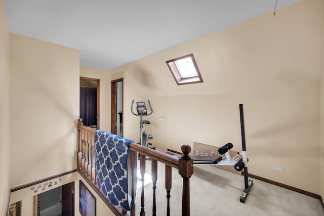 29W395 Greenbriar Ln, Warrenville, IL 60555 - workout area featuring a skylight, carpet floors, and baseboards