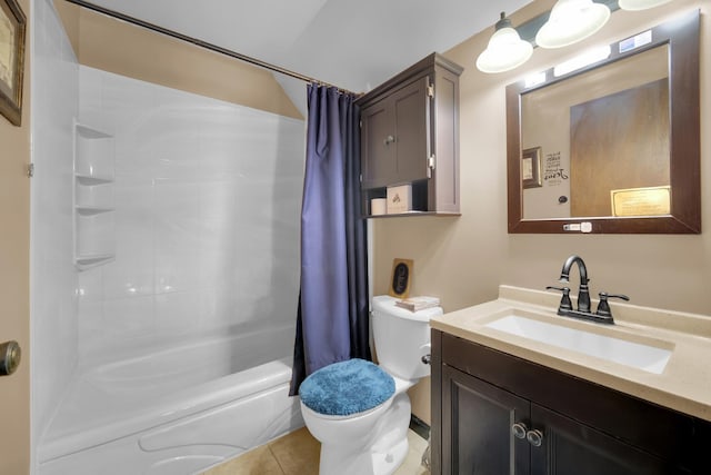 29W395 Greenbriar Ln, Warrenville, IL 60555 - bathroom with vanity, tile patterned floors, shower / bath combo with shower curtain, and toilet