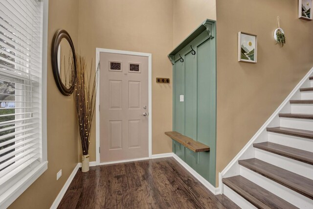 17412 Fox Bend Ln, Lockport, IL 60441 - interior space featuring plenty of natural light, stairs, dark wood finished floors, and baseboards