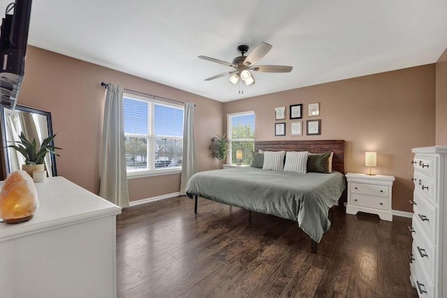 17412 Fox Bend Ln, Lockport, IL 60441 - bedroom featuring baseboards, ceiling fan, and dark wood finished floors