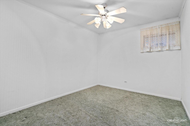 339 3rd St, Downers Grove, IL 60515 - unfurnished room with ceiling fan, ornamental molding, carpet flooring, and baseboards