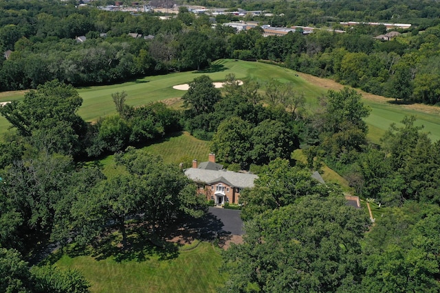 birds eye view of property featuring golf course view