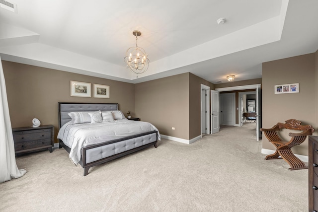 633 Bourbon Ct, Naperville, IL 60565 - bedroom with a raised ceiling, baseboards, visible vents, and light colored carpet