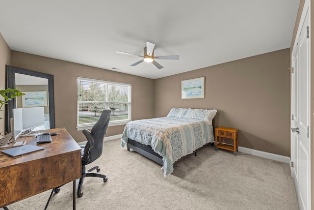 633 Bourbon Ct, Naperville, IL 60565 - bedroom featuring ceiling fan, baseboards, and light colored carpet