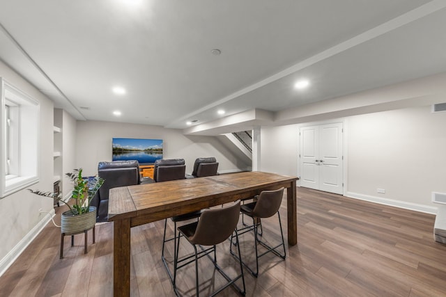 633 Bourbon Ct, Naperville, IL 60565 - dining space featuring baseboards, wood finished floors, and recessed lighting