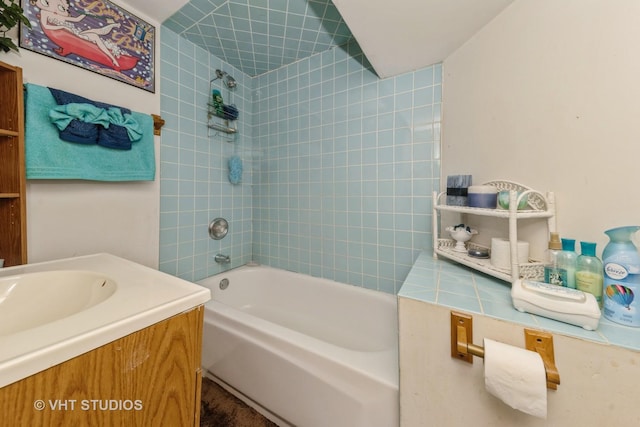 bathroom with shower / bath combination and vanity