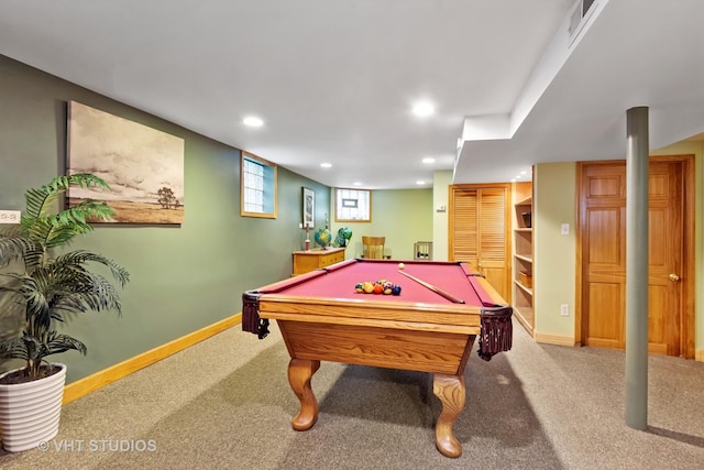 1515 W Glenlake Ave, Chicago, IL 60660 - game room featuring carpet, recessed lighting, and billiards