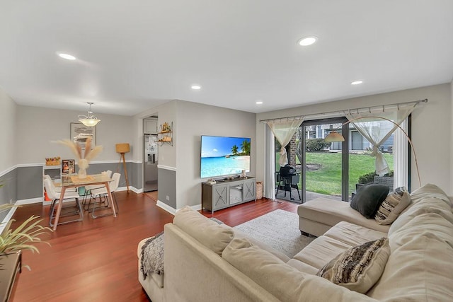 218 Oak Knoll Ct Unit D1, Schaumburg, IL 60193 - living area with dark wood-type flooring, recessed lighting, and baseboards