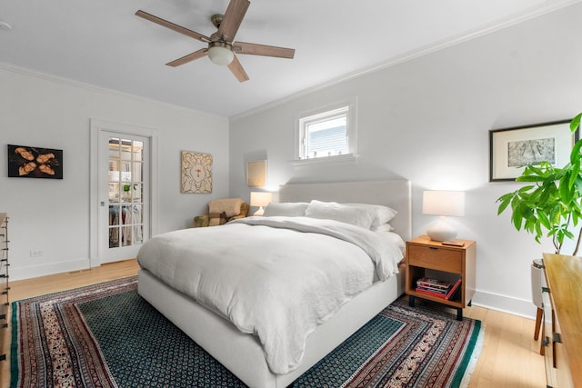 1942 Orrington Ave, Evanston, IL 60201 - bedroom featuring wood finished floors, a ceiling fan, ornamental molding, and baseboards