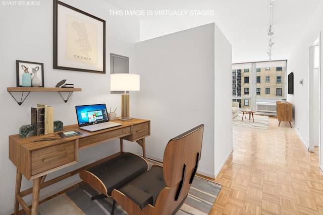 880 N Lake Shore Dr Unit 6G, Chicago, IL 60611 - home office featuring rail lighting and baseboards